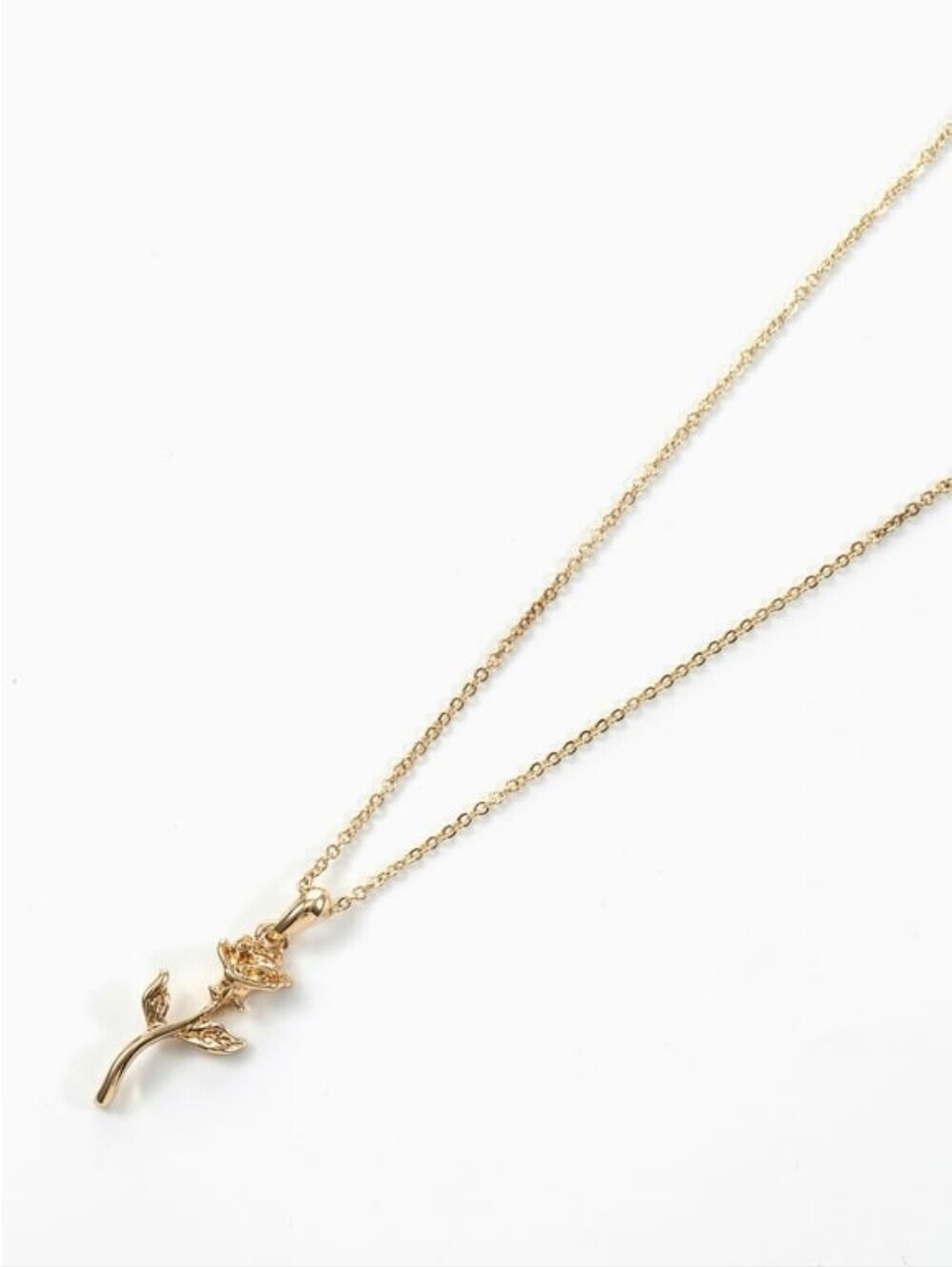 Gold-tone Rose Pendant Necklace